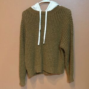 Aerie Brown and Cream Knit Hoodie